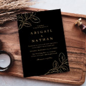 Elegantes Gold Leaf & Black Modern Wedding Einladung