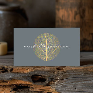 Elegantes Gold Leaf Logo auf der Slate Business Ca Visitenkarte
