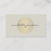 Elegantes Gold Leaf Logo auf Light Tan Visitenkarte (Vorderseite)
