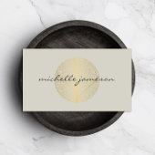 Elegantes Gold Leaf Logo auf Light Tan Visitenkarte