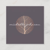 Elegantes Gold-Leaf-Logo auf Lila Rose Quadratische Visitenkarte (Vorderseite)