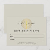 Elegantes Gold Leaf Logo auf Tan Geschenkzertifika (Vorne/Hinten)