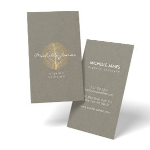 Elegantes Gold-Leaf-Logo auf Tan-Pappkarton-Look Visitenkarte