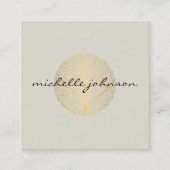 Elegantes Gold Leaf Logo auf Tan Quadratische Visitenkarte (Vorderseite)