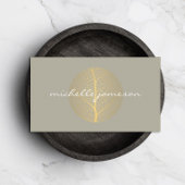 Elegantes Gold Leaf Logo auf Tan Visitenkarte