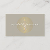 Elegantes Gold Leaf Logo auf Tan Visitenkarte (Vorderseite)