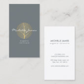 Elegantes Gold-Leaf-Logo auf Vertical Slate Visitenkarte (Vorne/Hinten)