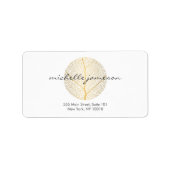 Elegantes Gold Leaf Logo auf Weiß Adressaufkleber (Vorne)