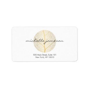 Elegantes Gold Leaf Logo auf Weiß Adressaufkleber
