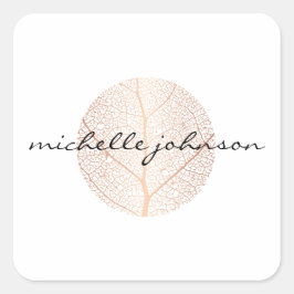 Elegantes Gold-Leaf-Logo in der Rose Quadratischer Aufkleber