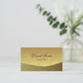 Elegantes Gold Leaf Look mit Luxus Damask Visitenkarte (Stehend Vorderseite)