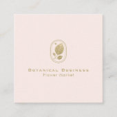 Elegantes Gold Leaf Minimal Botanische Creme Rosa Quadratische Visitenkarte (Vorderseite)