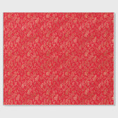 Elegantes Gold Leaf Muster Rotes Weihnachtsfest Geschenkpapier (Flach)