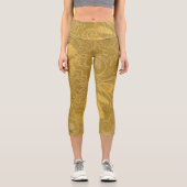 Elegantes Gold Leaf Ocher Classic Muster Capri Leggings (Vorderseite)