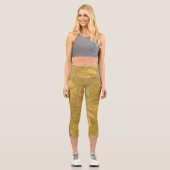 Elegantes Gold Leaf Ocher Classic Muster Capri Leggings (Vorderseite)