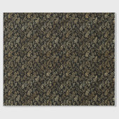 Elegantes Gold Leaf Schwarzes Muster Weihnachten Geschenkpapier (Flach)