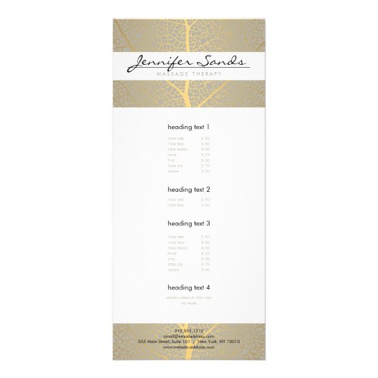 Elegantes Gold Leaf Tree Muster Werbekarte (Vorne)