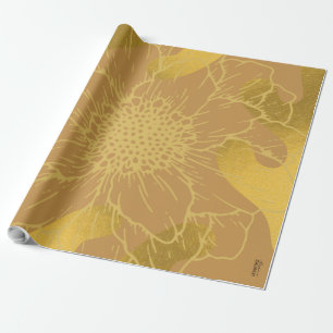 Elegantes Gold Leaf und Blume Hintergrund Geschenkpapier