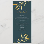 Elegantes Gold Leaf Wedding Menü Menükarte (Vorderseite)