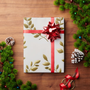 Elegantes Gold Leaf Wrapping Paper   Luxury Botani Geschenkpapier