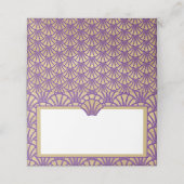 Elegantes Gold Lila Art Deco Platzkarte (Außenseite Aufgefaltet)