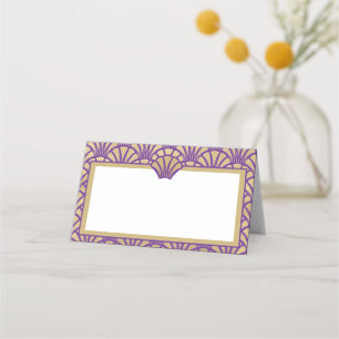 Elegantes Gold Lila Art Deco Platzkarte