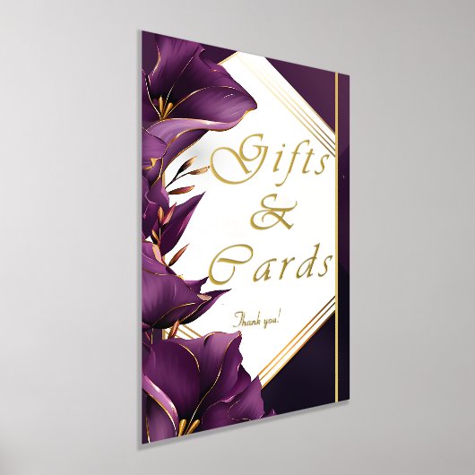 Elegantes Gold & Lila Calla Lily Hochzeitsgeschenk Foliendrucke (Ablage )