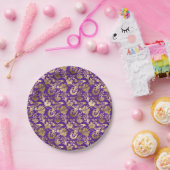 Elegantes Gold Lila Floral  Pappteller (Party)