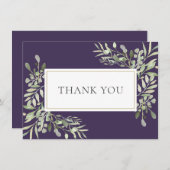 Elegantes Gold Lila Greenerage Foliage Dankeskarte (Vorne/Hinten)