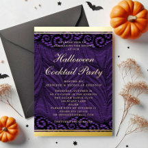 Elegantes Gold Lila Lace Halloween Cocktail Party