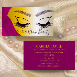 Elegantes Gold & Lila Lash & Brow Artist Business Visitenkarte