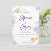 Elegantes Gold & Lila Wasserzeichen Einladung (Stehend Vorderseite)