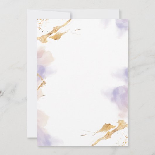 Elegantes Gold & Lila Wasserzeichen Einladung (Rückseite)
