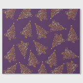 Elegantes Gold Lila Weihnachtsbaummuster Geschenkpapier (Flach)