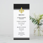 Elegantes Gold Lilie Black and White Menu Menükarte (Stehend Vorderseite)