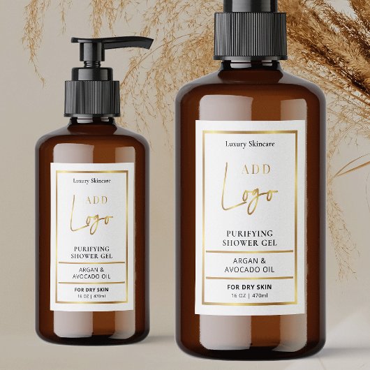 Elegantes Gold Logo 8 bis 16 OZ Cosmetic Flasche L Lebensmitteletikett