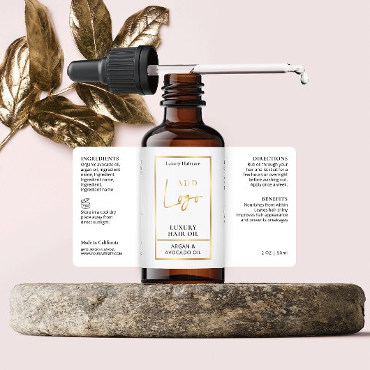 Elegantes Gold Logo Haarbläser Flaschenetikett