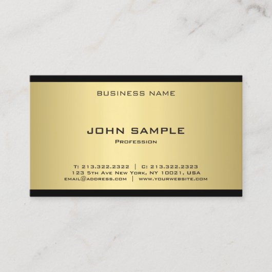 Elegantes Gold Look Beruflich Moderne Vorlage Top Visitenkarte (Vorderseite)