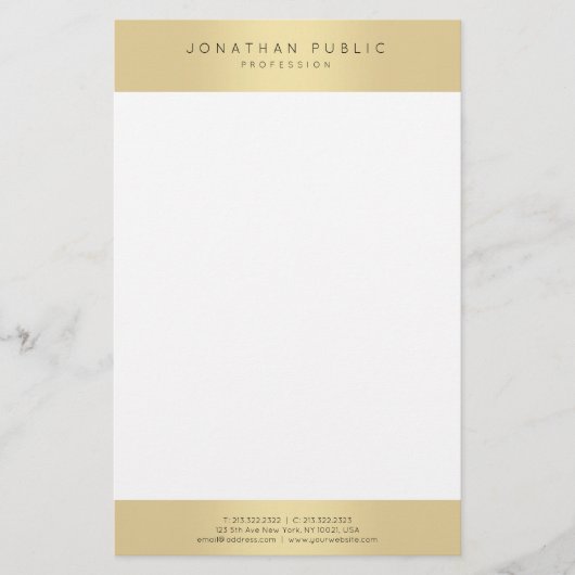 Elegantes Gold Look Glamour Template Moderne Trend Briefpapier (Vorderseite)