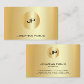 Elegantes Gold Look Modernes Berufliches Monogramm Visitenkarte (Vorne/Hinten)
