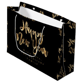 Elegantes Gold Look Script Schwarzes Glück Neues J Große Geschenktüte