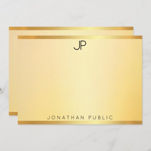 Elegantes Gold Look Template Modernes einfaches Mo Mitteilungskarte (Vorne/Hinten)