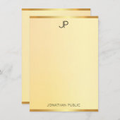 Elegantes Gold Look Template Modernes Monogramm ei Mitteilungskarte (Vorne/Hinten)