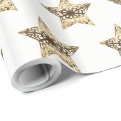 Elegantes Gold Look Weihnachtsstars Muster Geschenkpapier (Rolleneckpunkt)