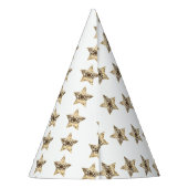 Elegantes Gold Look Weihnachtsstars Muster Partyhütchen (Rückseite)