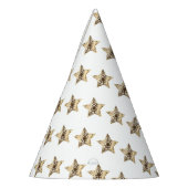 Elegantes Gold Look Weihnachtsstars Muster Partyhütchen (Links)