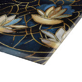 Elegantes Gold Lotus Imitate Gestaltete Glasmuster Schneidebrett (Ecke)
