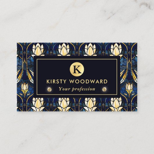Elegantes Gold Lotus Imitate Gestaltete Glasmuster Visitenkarte (Vorderseite)