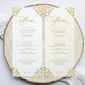 Elegantes Gold Luxury Wedding Menü Menükarte