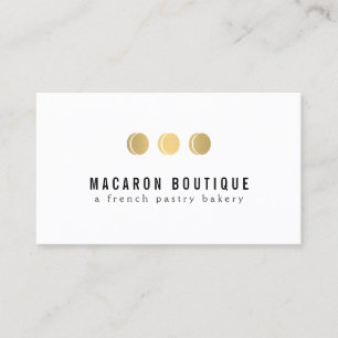 Elegantes Gold Macaron Trio Logo auf Weiß Visitenkarte